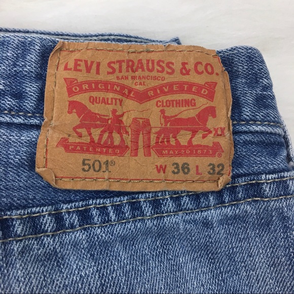 Levi’s 501 Button Fly Blue Denim Jeans - 36x32 - Picture 6 of 8